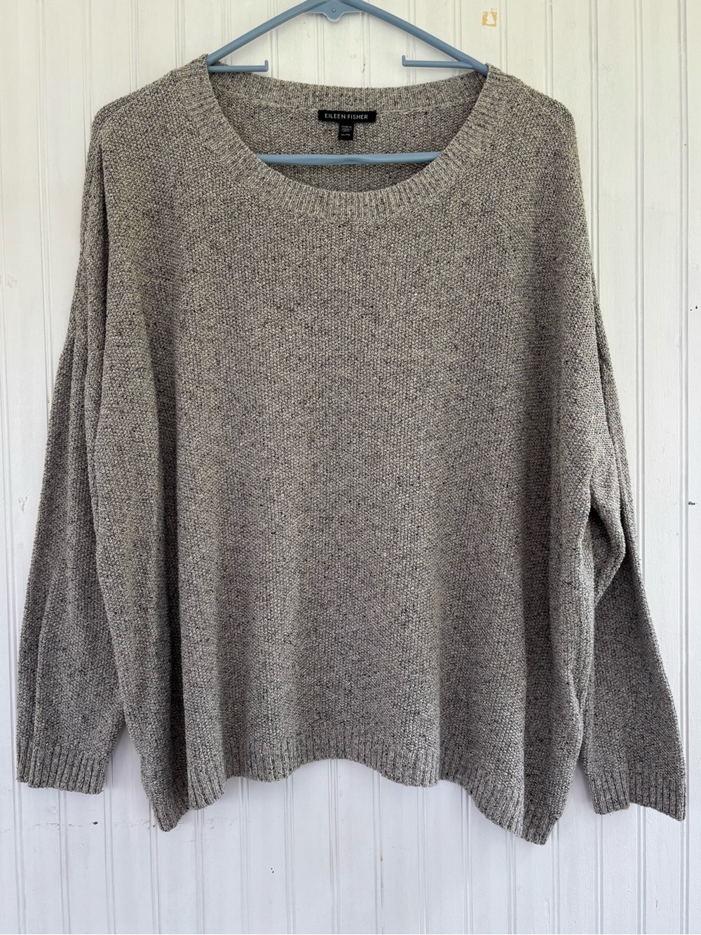 Eileen Fisher Women's Gray Taupe Tan 100% SILK Long sleeve Sweater Size XL